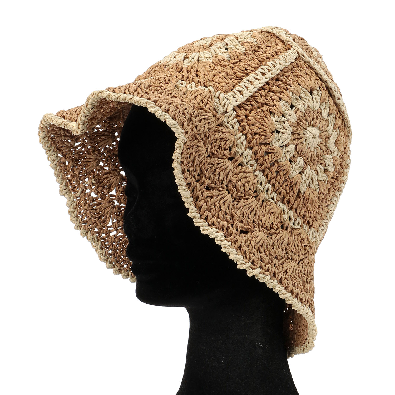 クロッシェ編ペーパーハット ナチュラル - 画像3