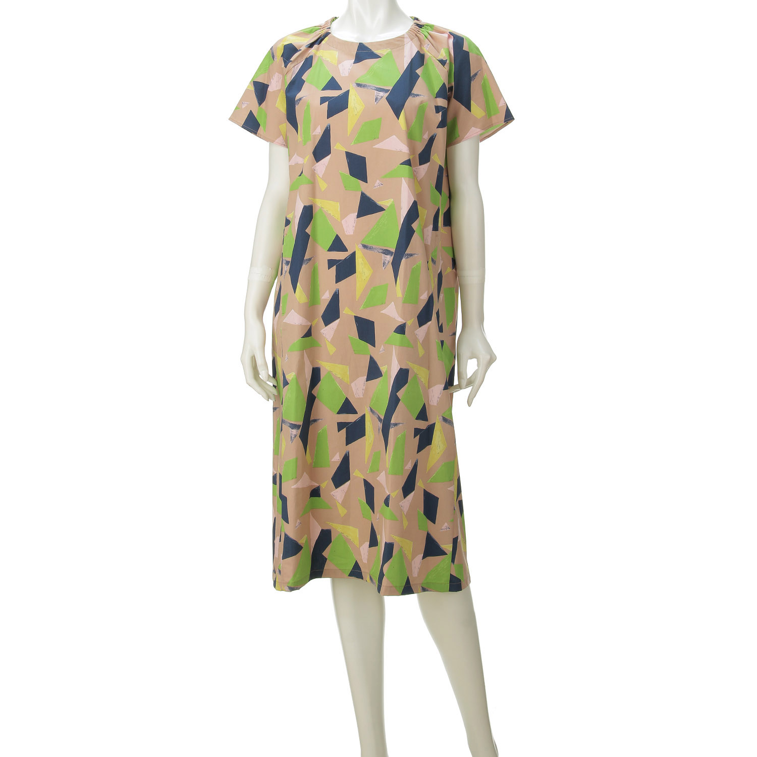 ブロード幾何柄袖フレアワンピース - 画像7