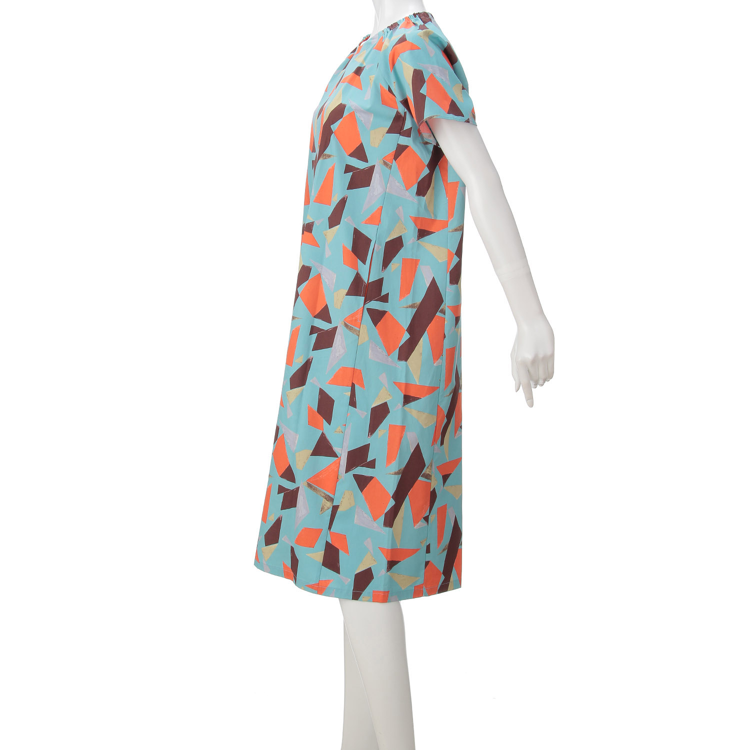 ブロード幾何柄袖フレアワンピース - 画像9