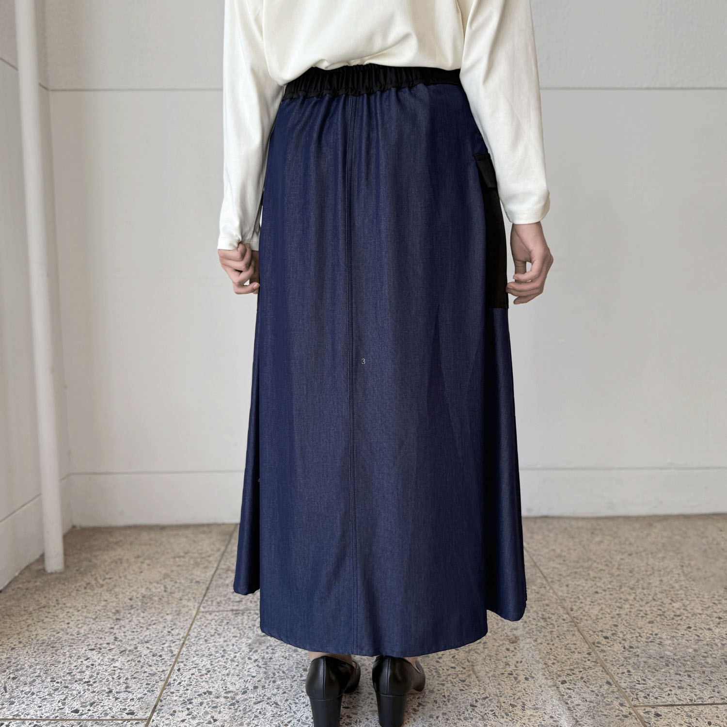 デニム切替スカート - 画像3