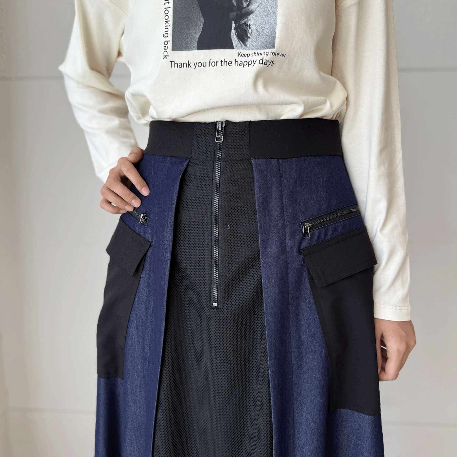 デニム切替スカート - 画像4
