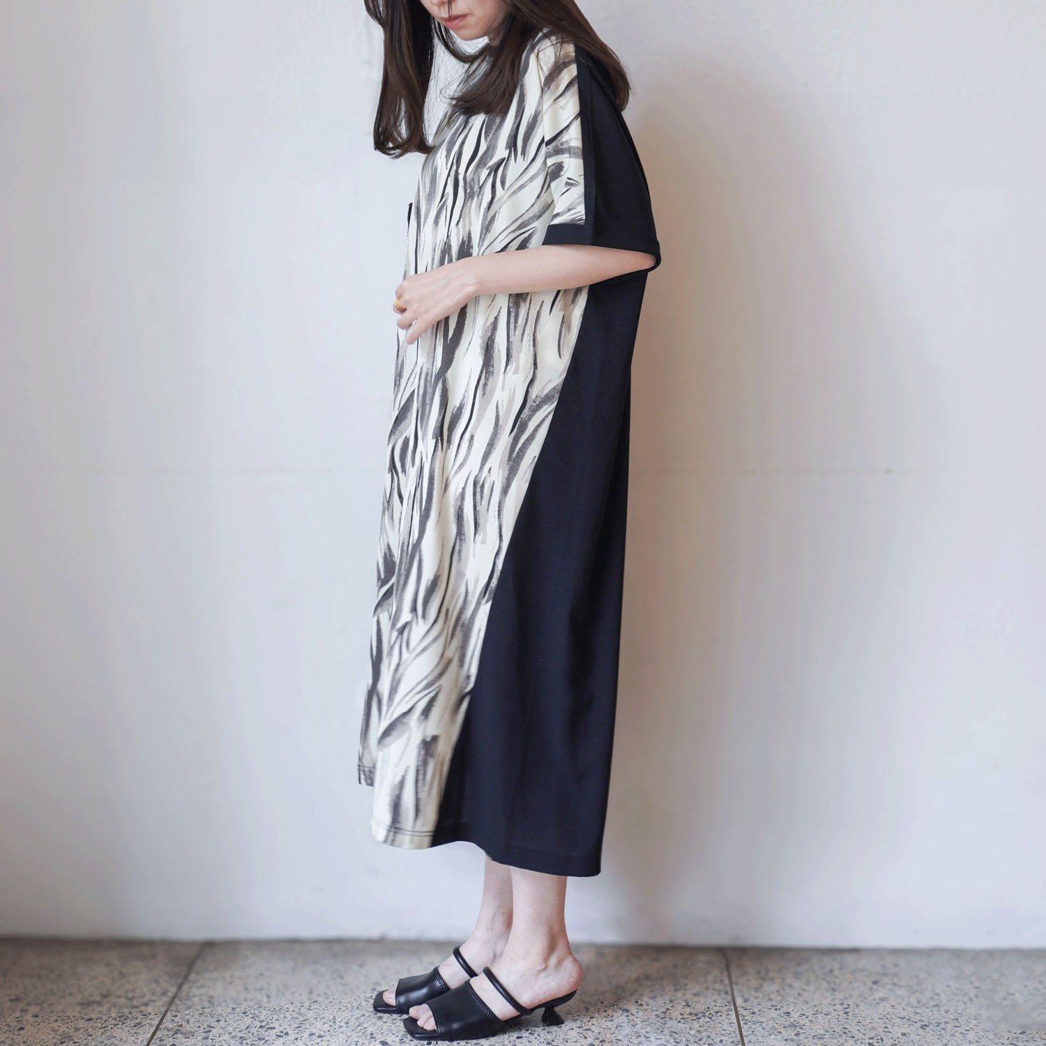プリント×無地ワンピース - 画像3