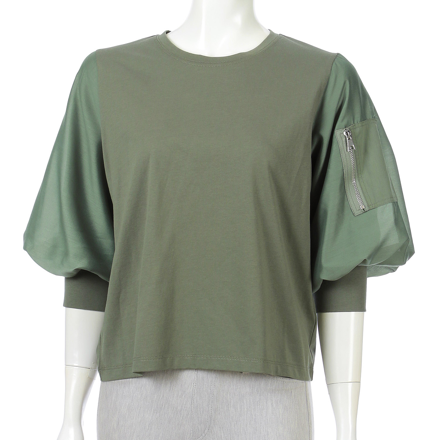 ニット／布帛切替プルオーバー - 画像7