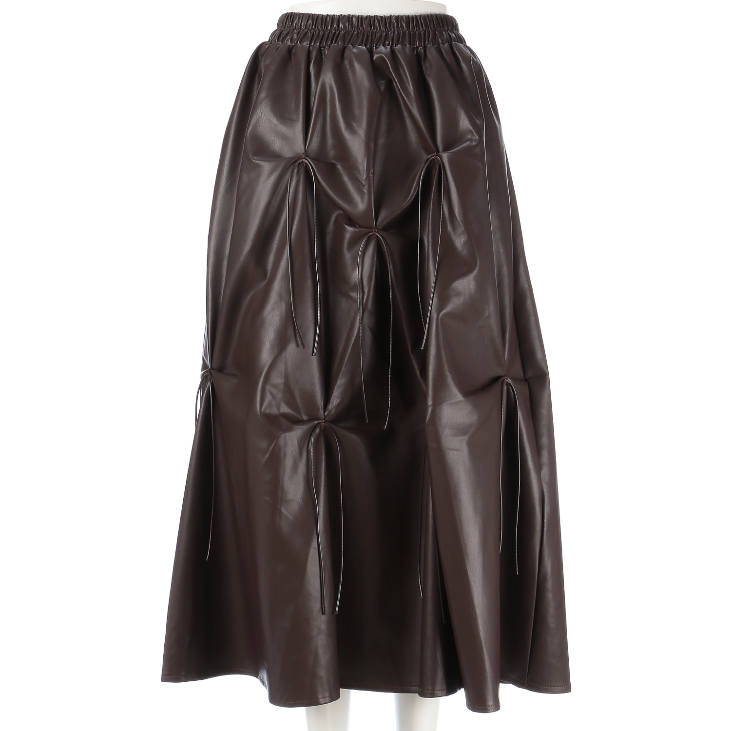 フェイクレザーフレアスカート - 画像1