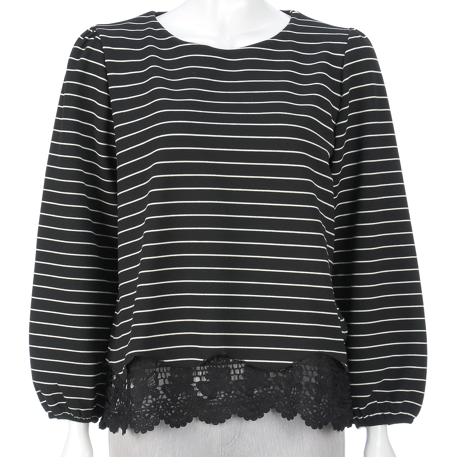 裾レースボーダープルオーバー - 画像2