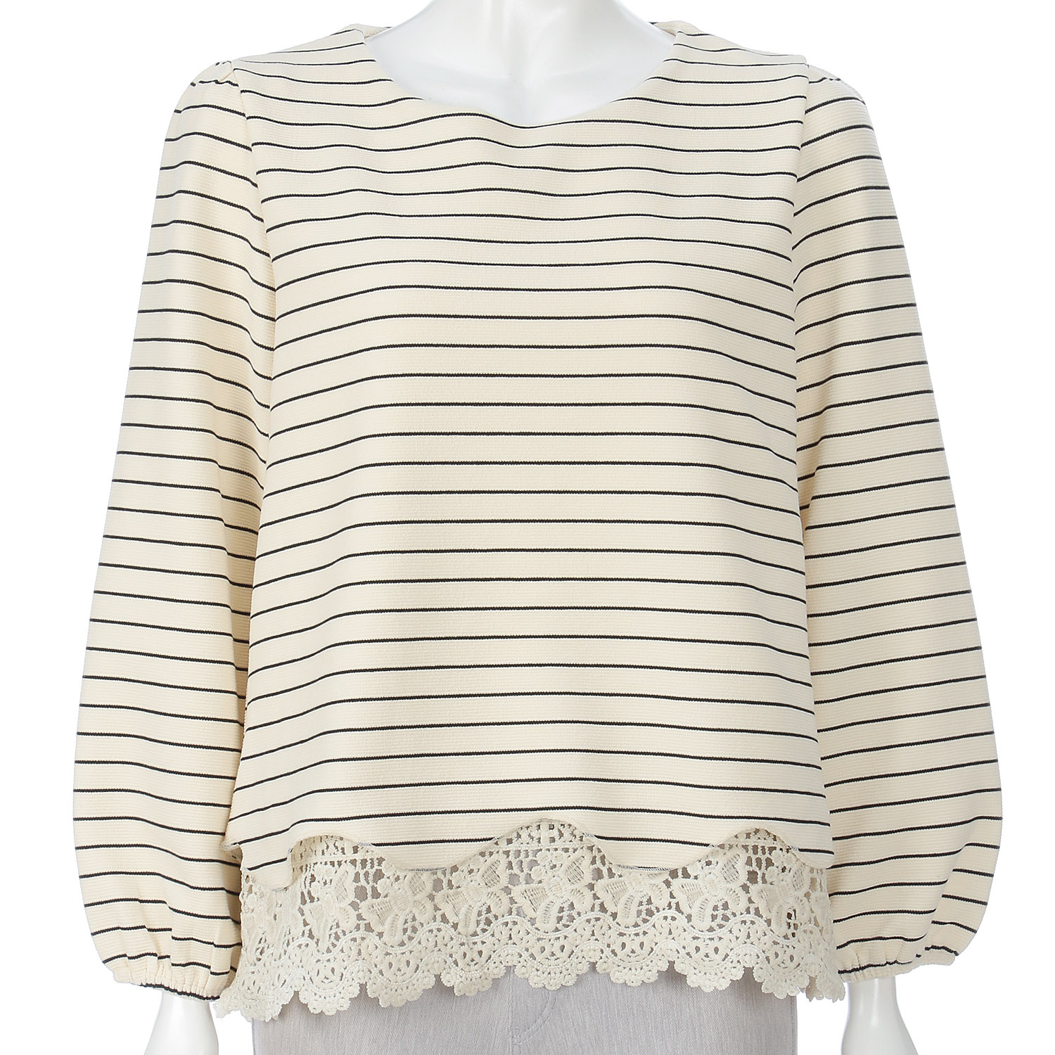 裾レースボーダープルオーバー - 画像1