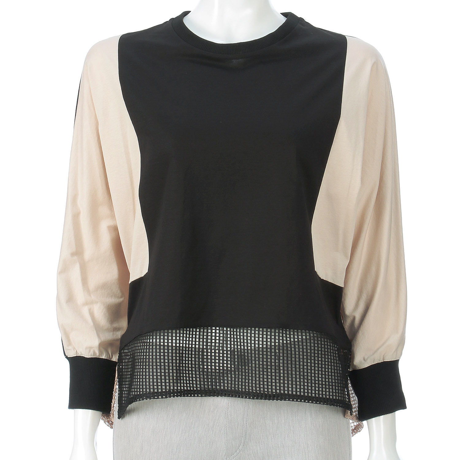 バイカラーカットソー裾ネット - 画像1