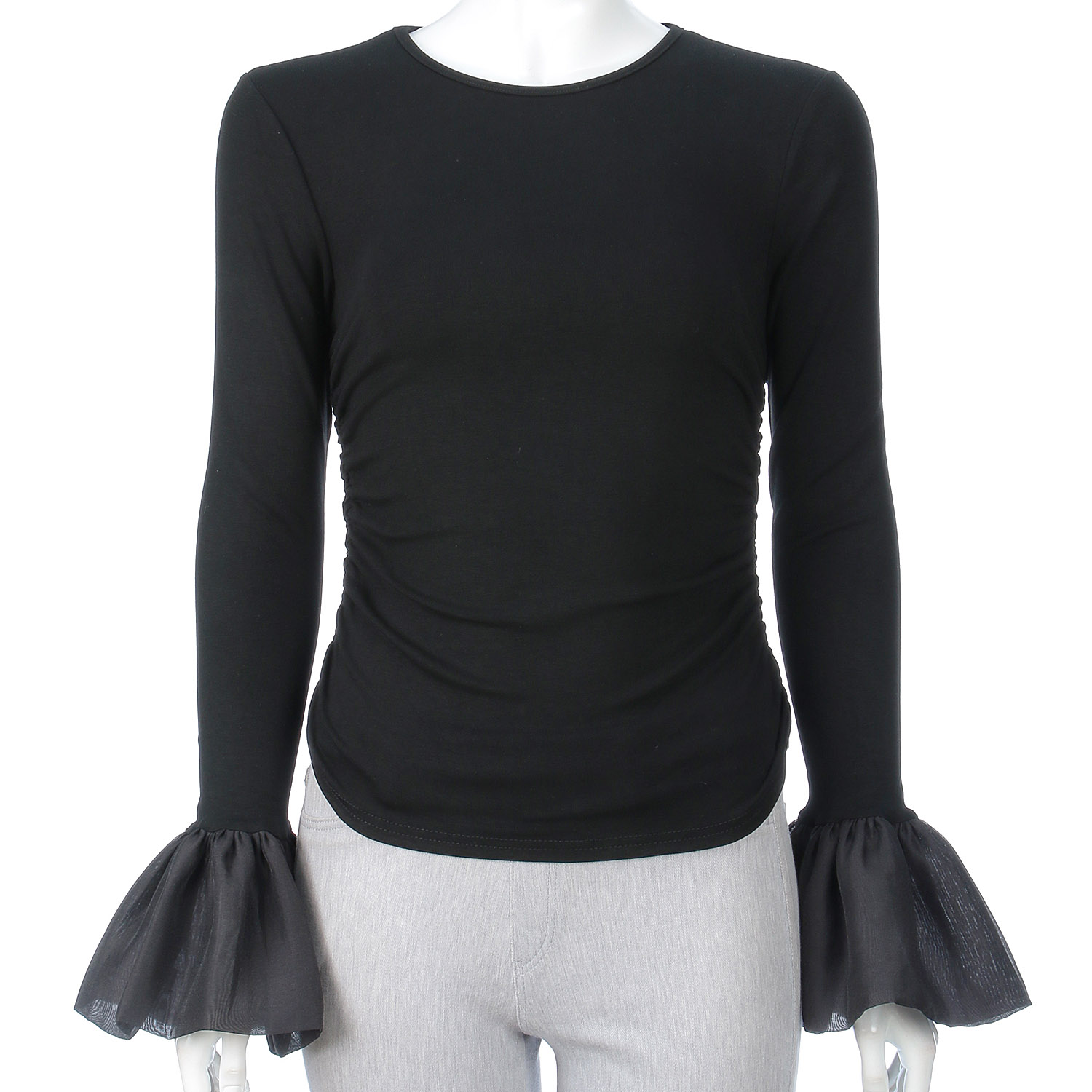 フレア袖シャーリングトップス - 画像5