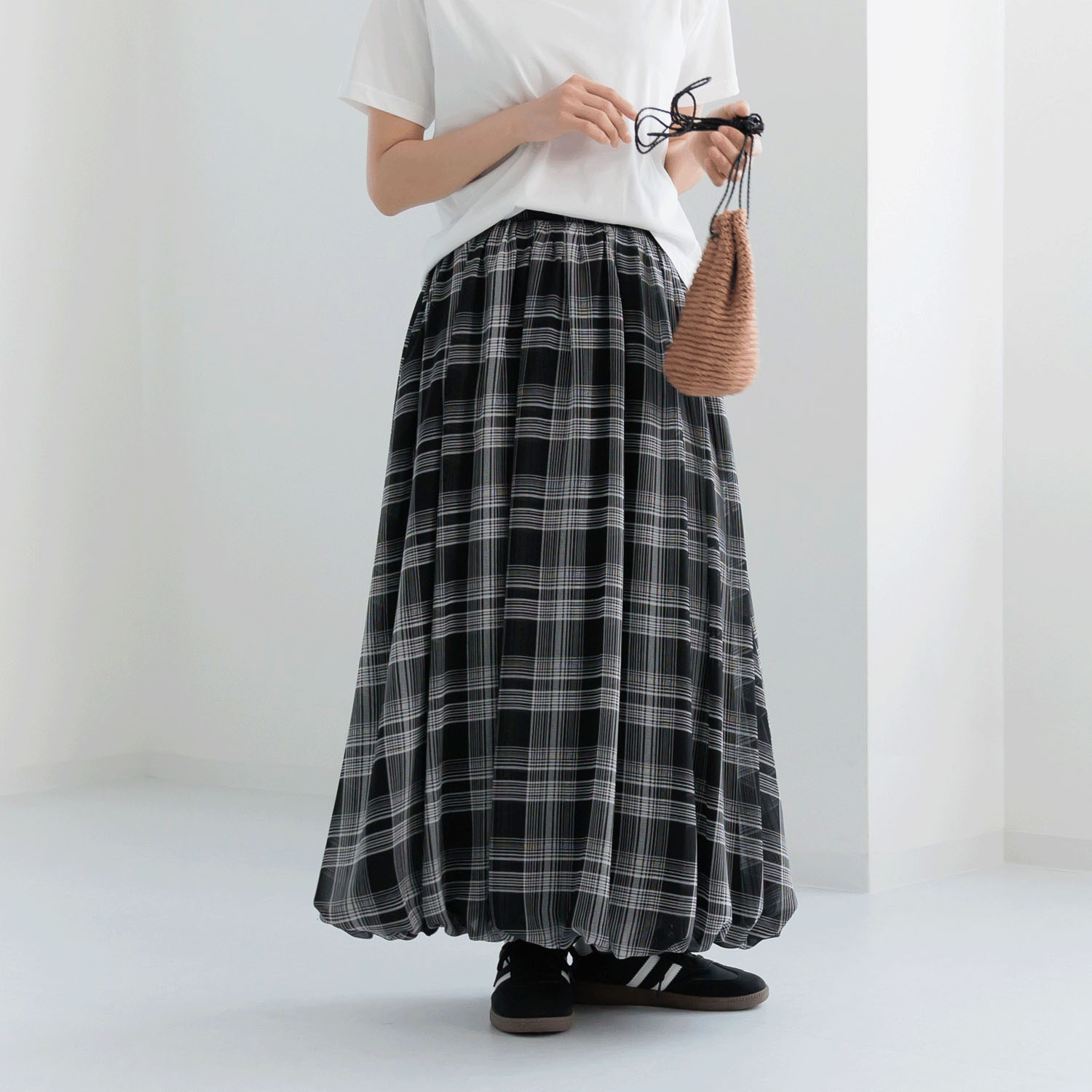 【my life】シアーチェックバルーンスカート - 画像4