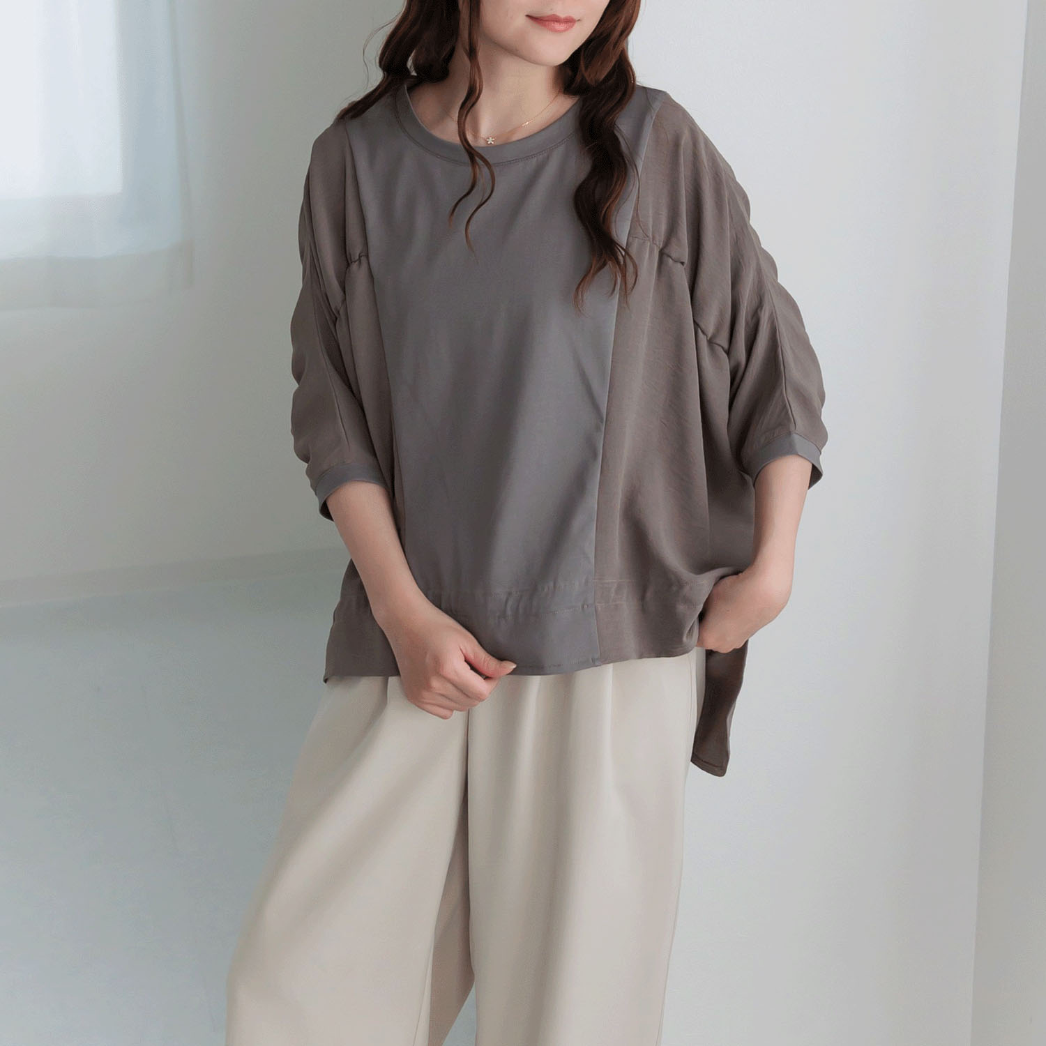 【my life】布帛切替フレアトップス - 画像4