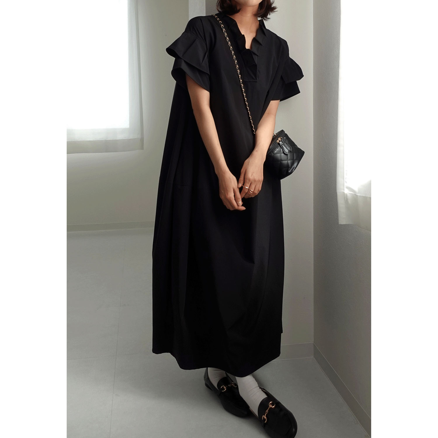 【my life】衿フリルコクーンワンピース