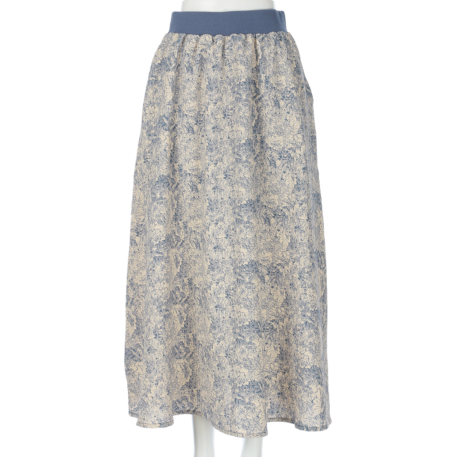 LUPIRIEN 花柄リブギャザースカート - 画像1