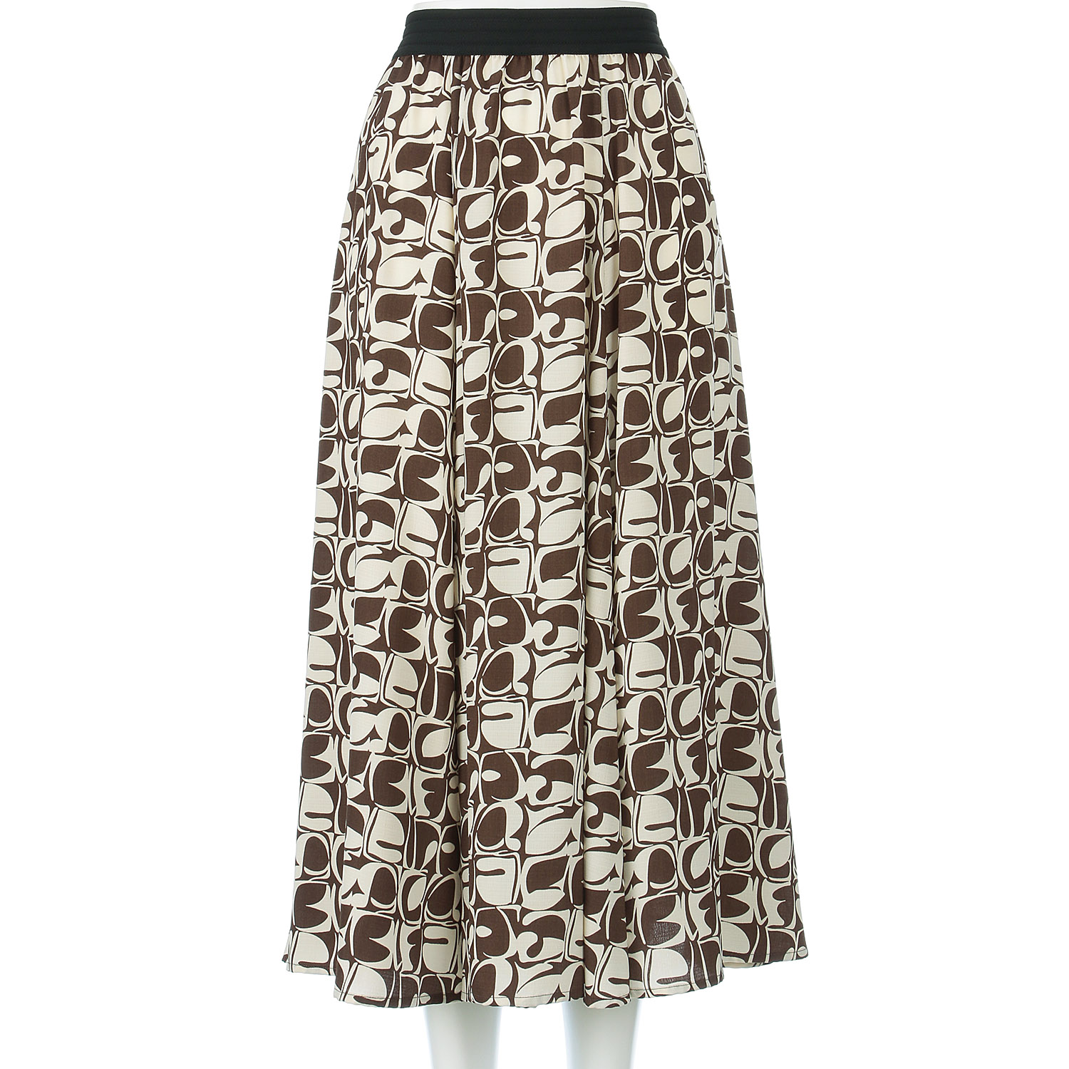 幾何プリントフレアースカート - 画像1