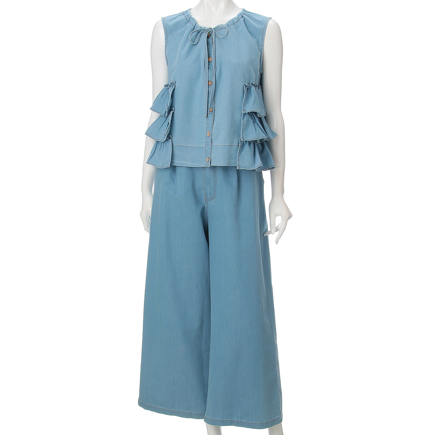 サイドフリル・デニムセットアップ - 画像1