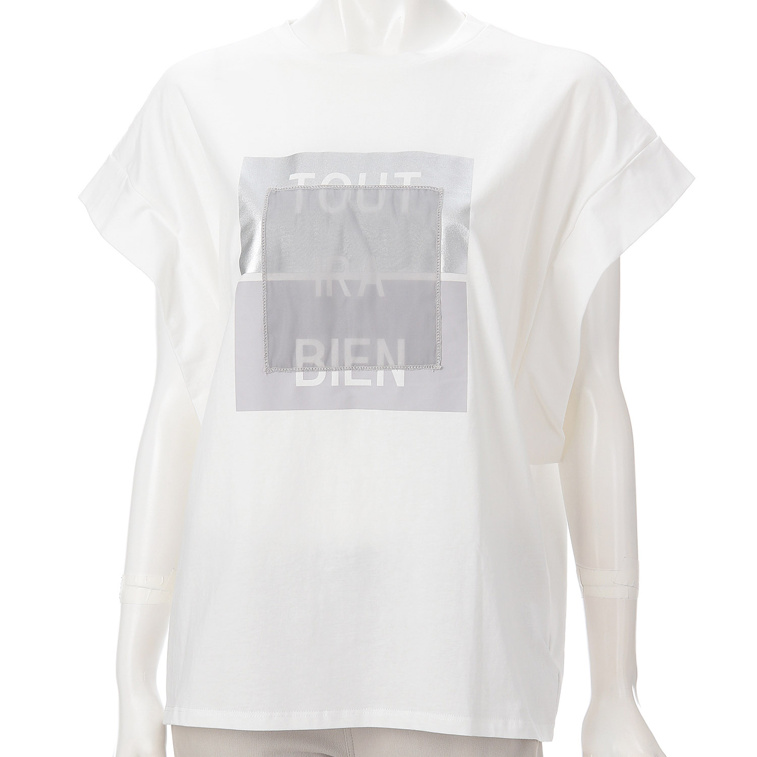 オーガンジー使いロゴTシャツ - 画像1