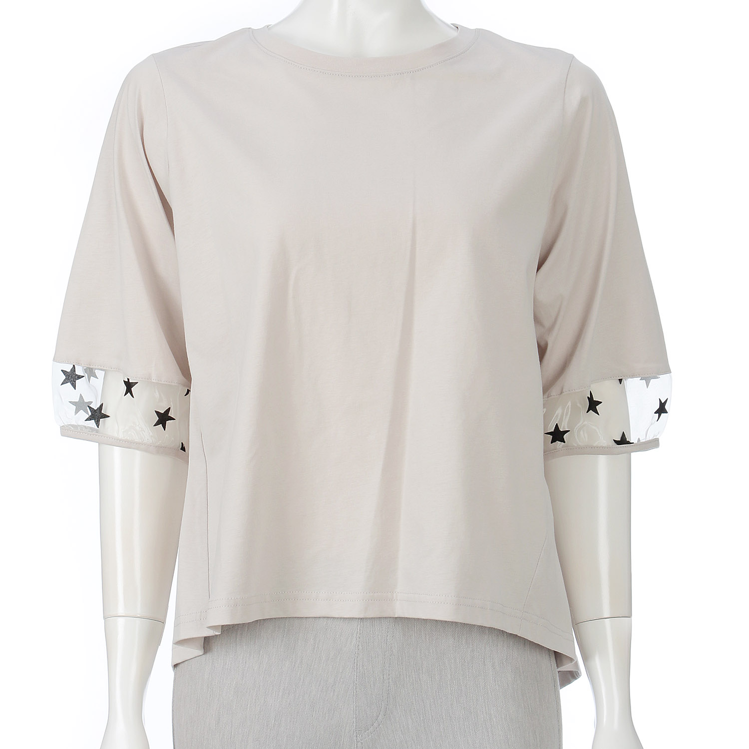 袖星レースカットソー