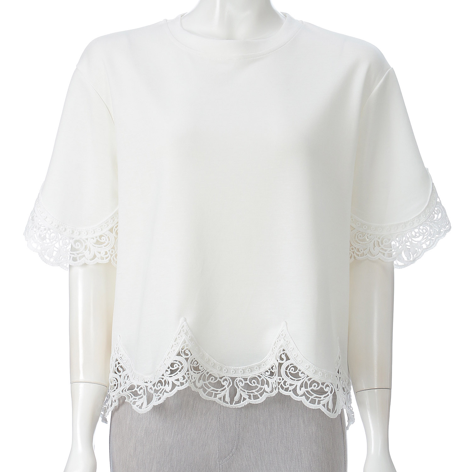 VERITE スカラップレース半袖プルオーバー