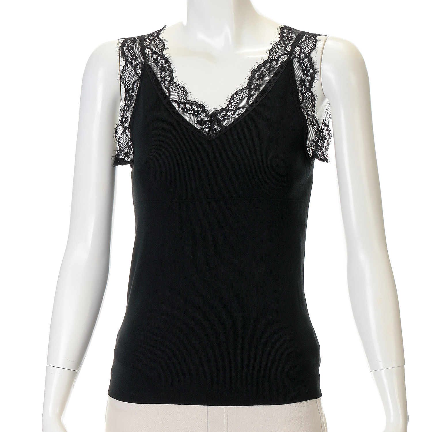 VERITE Vネックレースリブタンクトップ - 画像2
