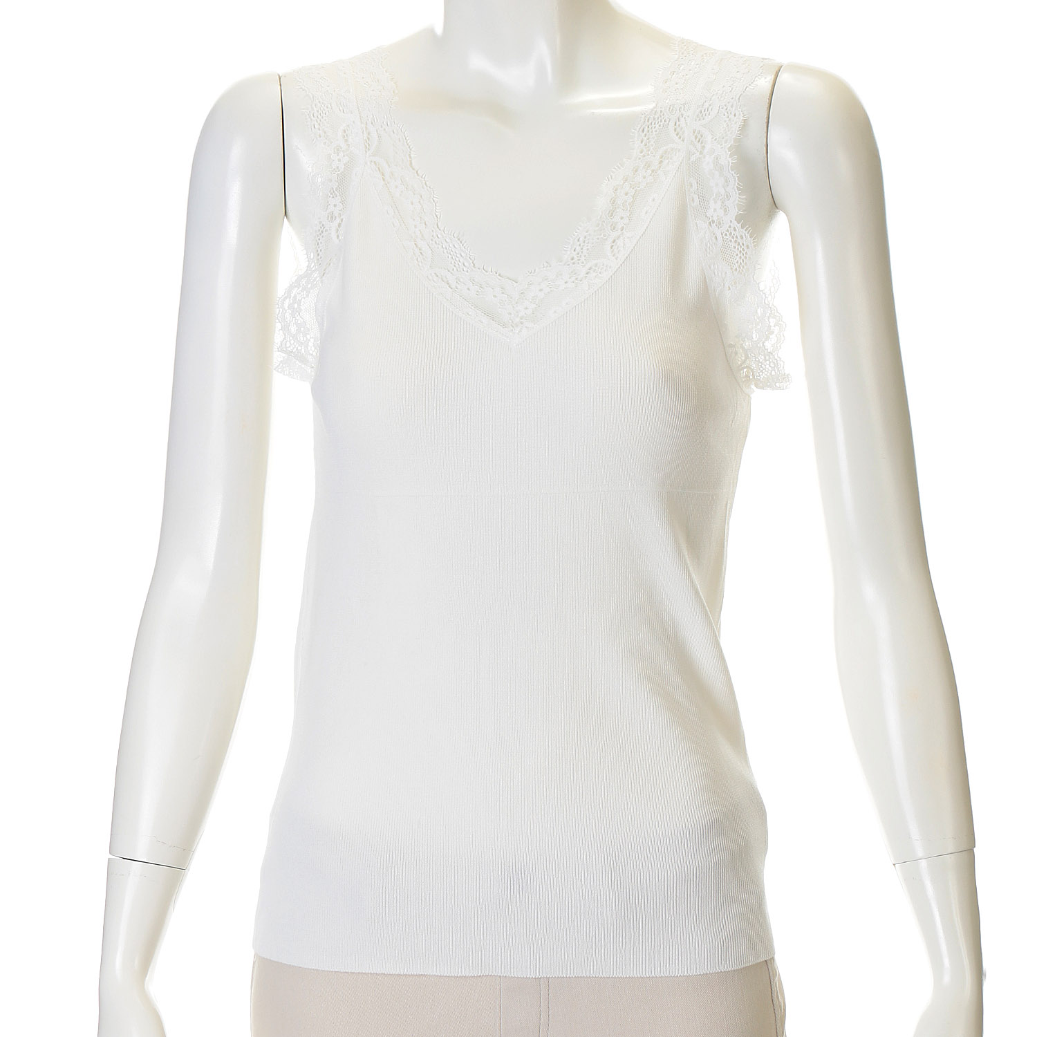 VERITE Vネックレースリブタンクトップ