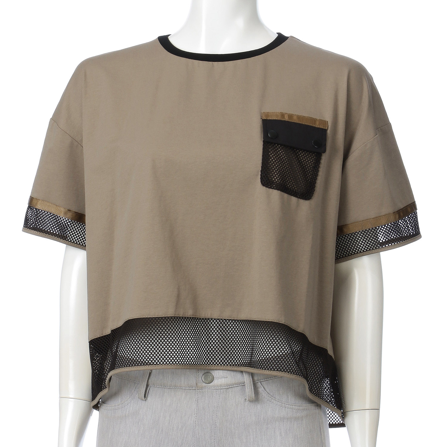 メッシュアクセントバイカラープルオーバー - 画像1