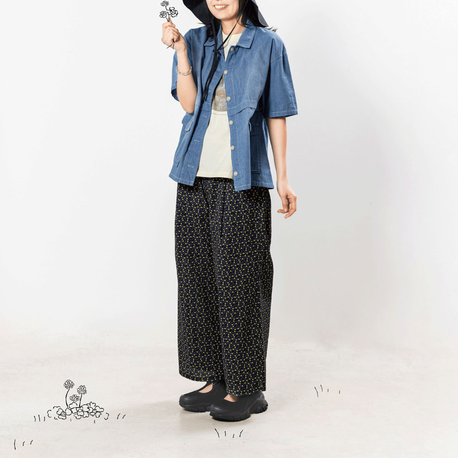 【4月中旬頃入荷予定】Northern Truck フラワープリントワイドパンツ - 画像11