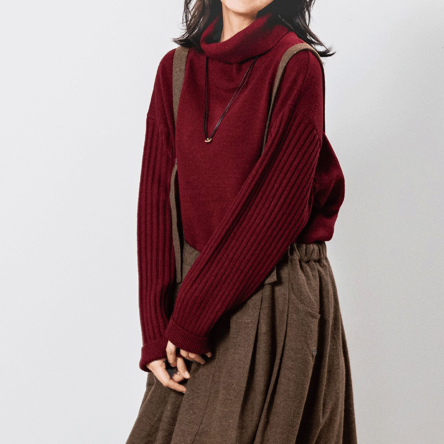 Northern Truck 編地違いスリーブタートルプルオーバー - 画像5