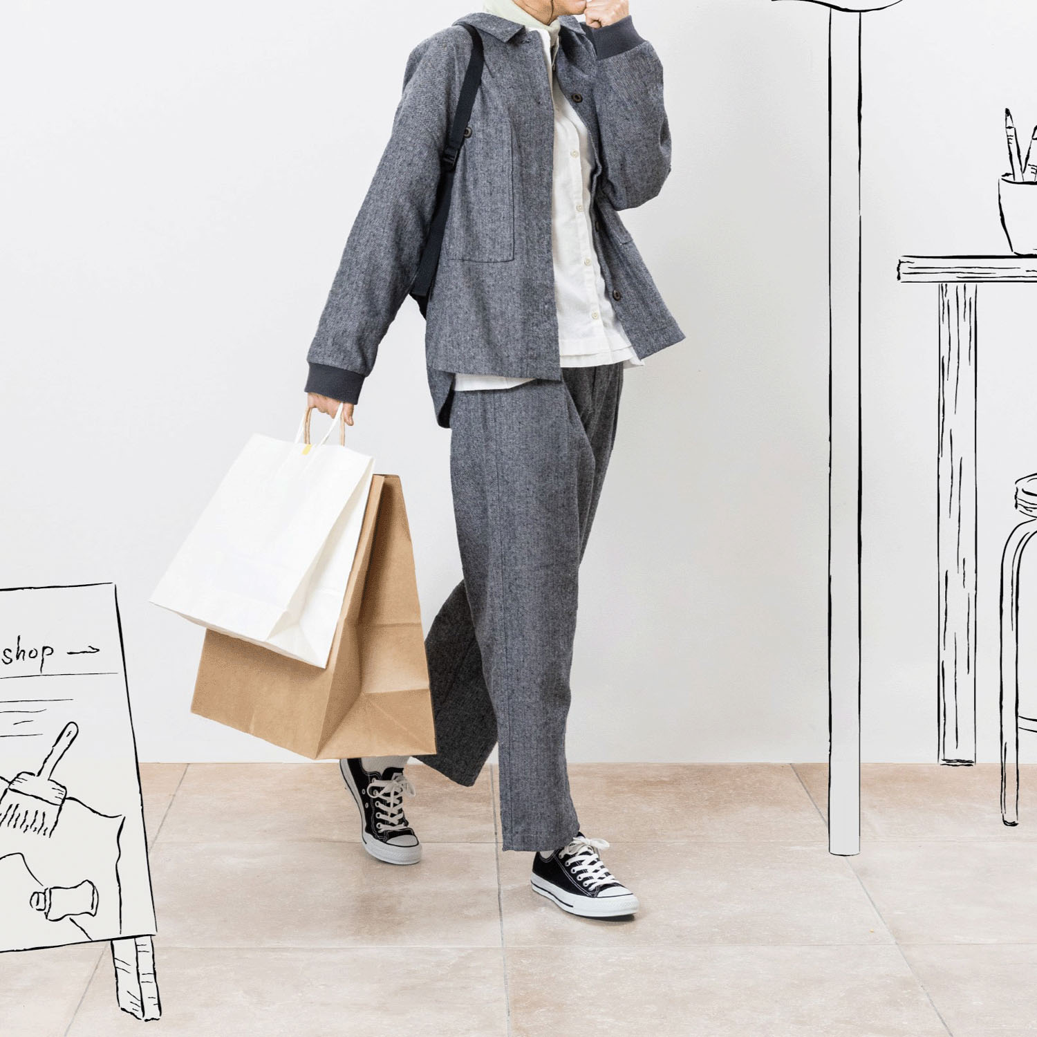 Northern Truck フロントタックストレートパンツ - 画像4