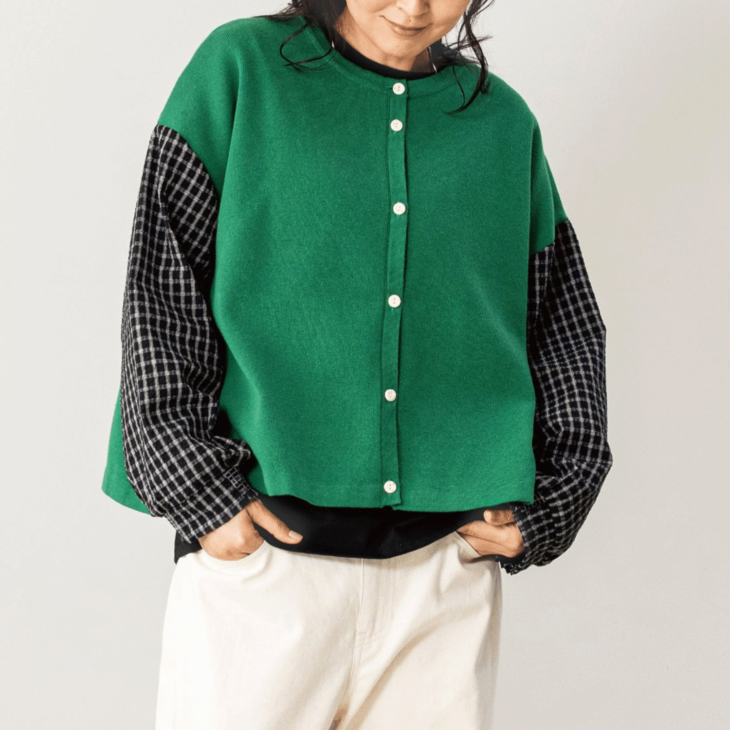 Northern Truck 異素材スリーブニットカーディガン - 画像2