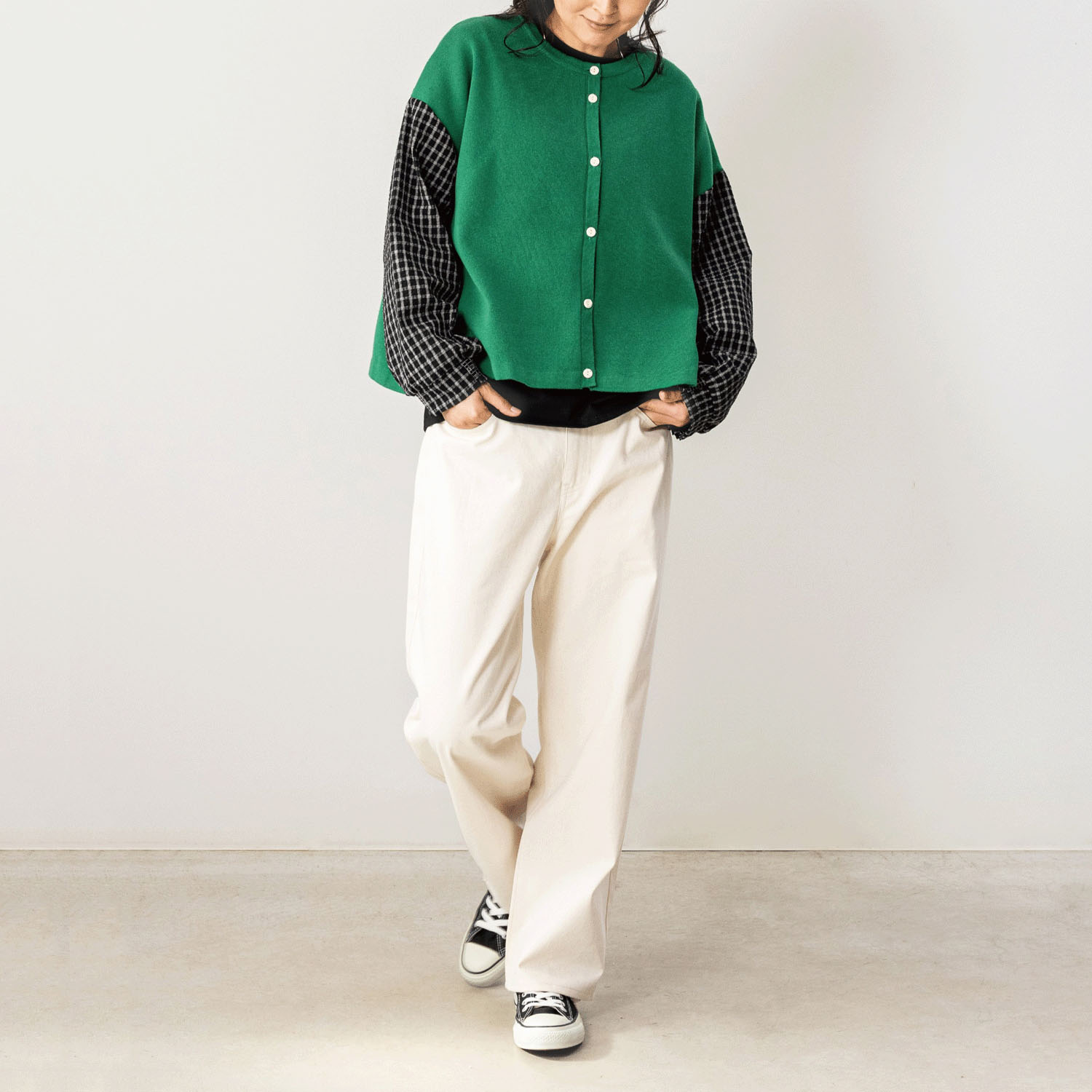 Northern Truck 異素材スリーブニットカーディガン - 画像3