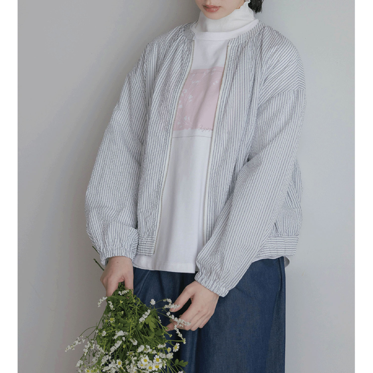 LILASIC リップルストライプブルゾン - 画像1