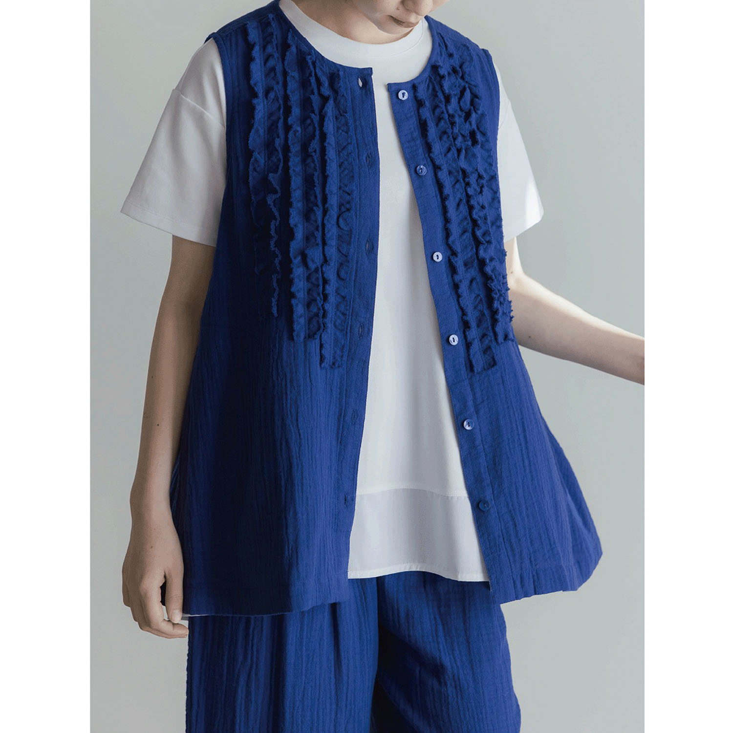 【4月中旬頃入荷予定】LILASIC ハイツイストコットンWガーゼフリルジレ - 画像8