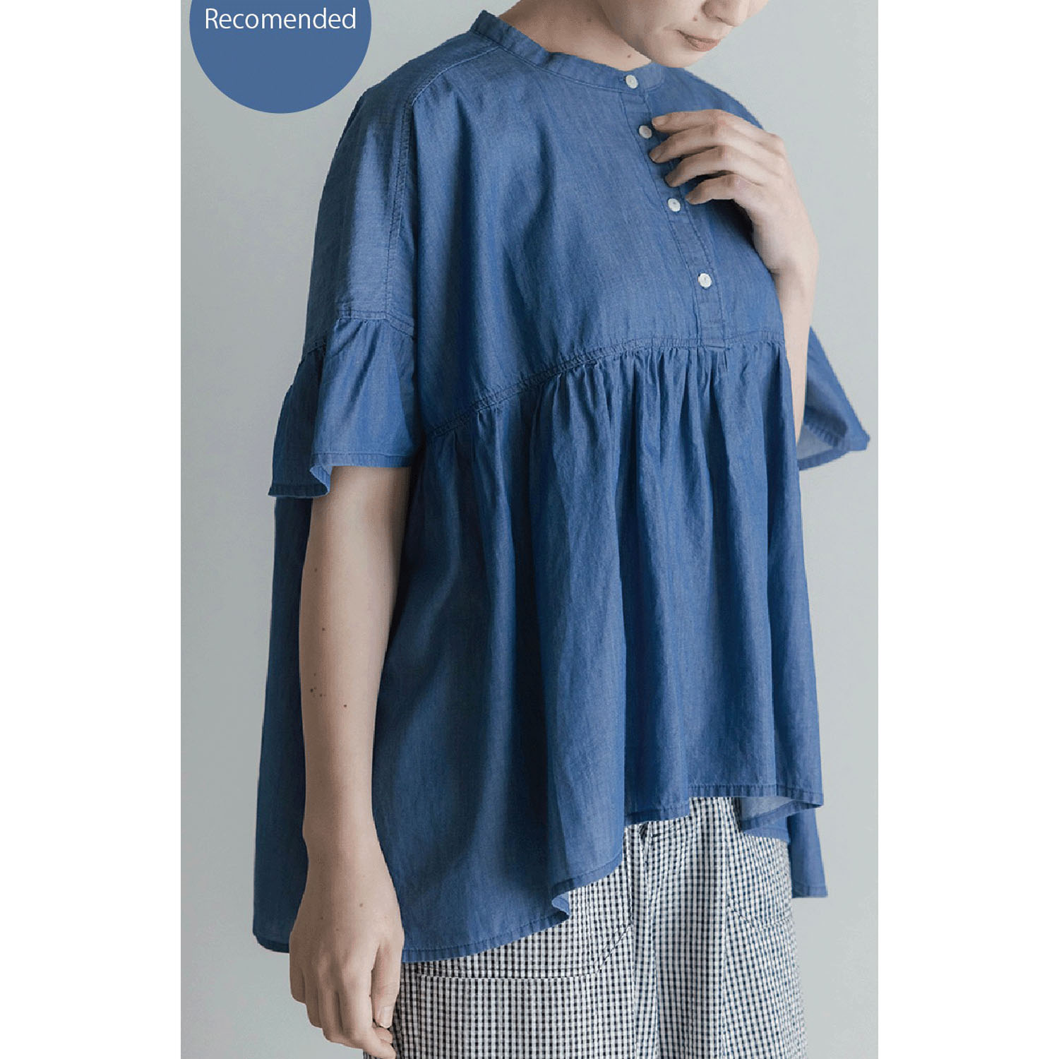 【4月中旬頃入荷予定】LILASIC エアリーデニムギャザーブラウス - 画像2