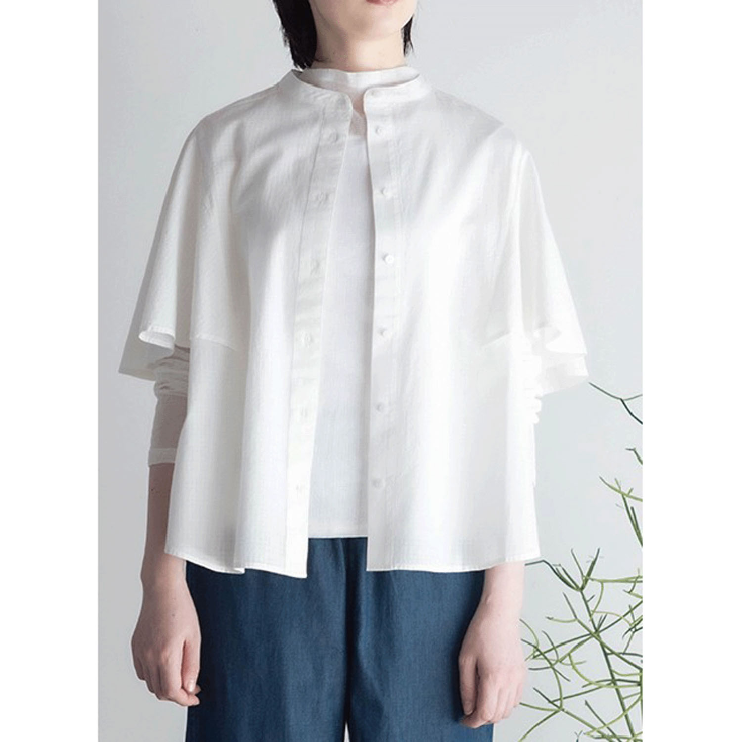 LILASIC アキハチェックフレアスリーブブラウス - 画像4