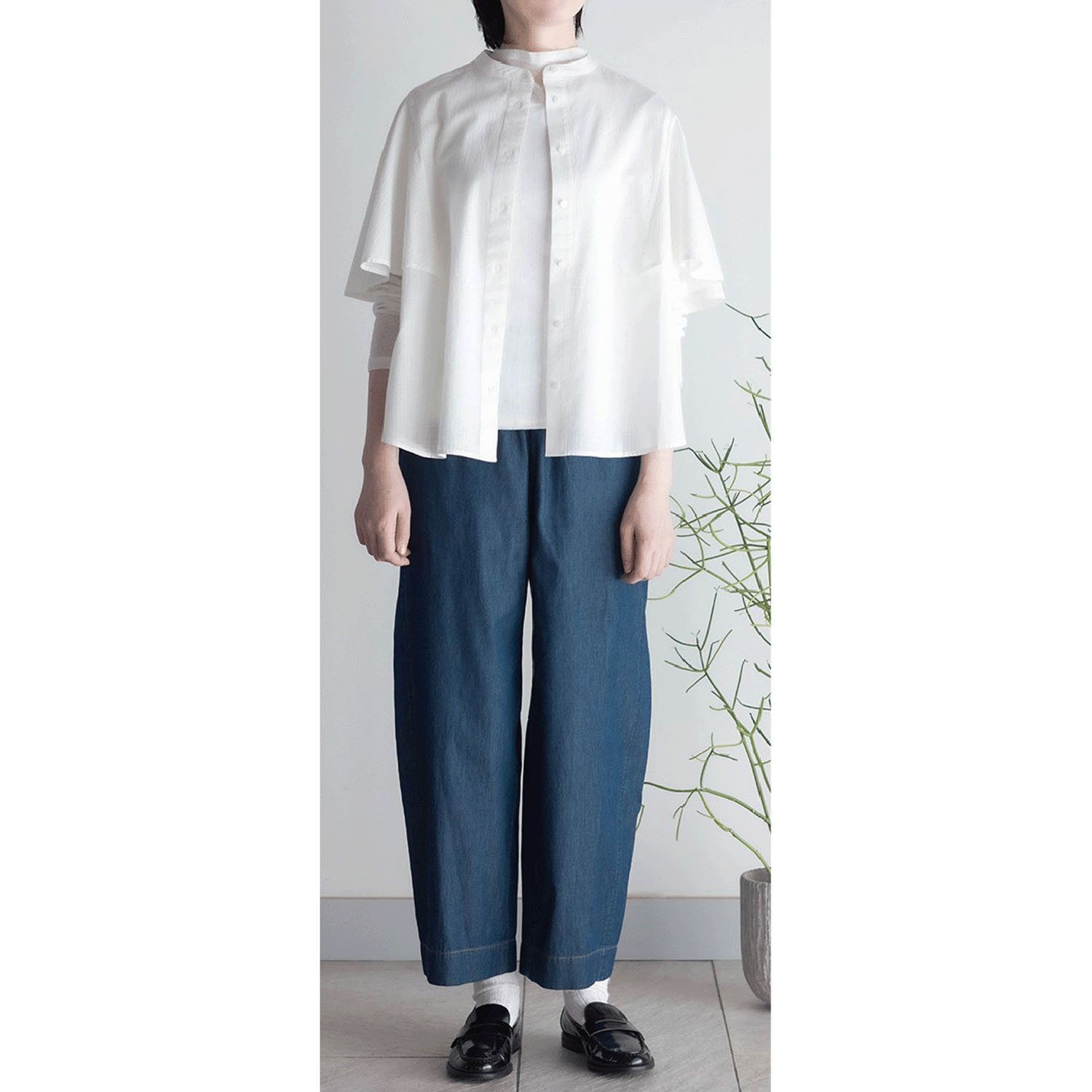 LILASIC アキハチェックフレアスリーブブラウス - 画像5