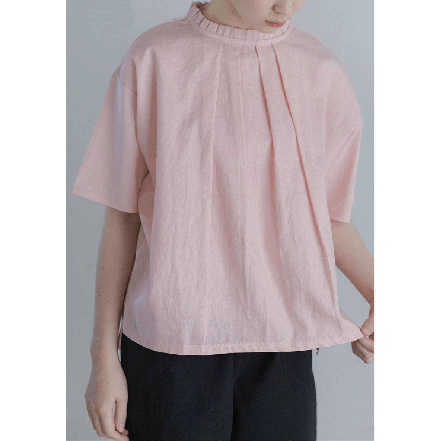 【4月中旬頃入荷予定】LILASIC シルケット天竺フリルカラーTシャツ - 画像8