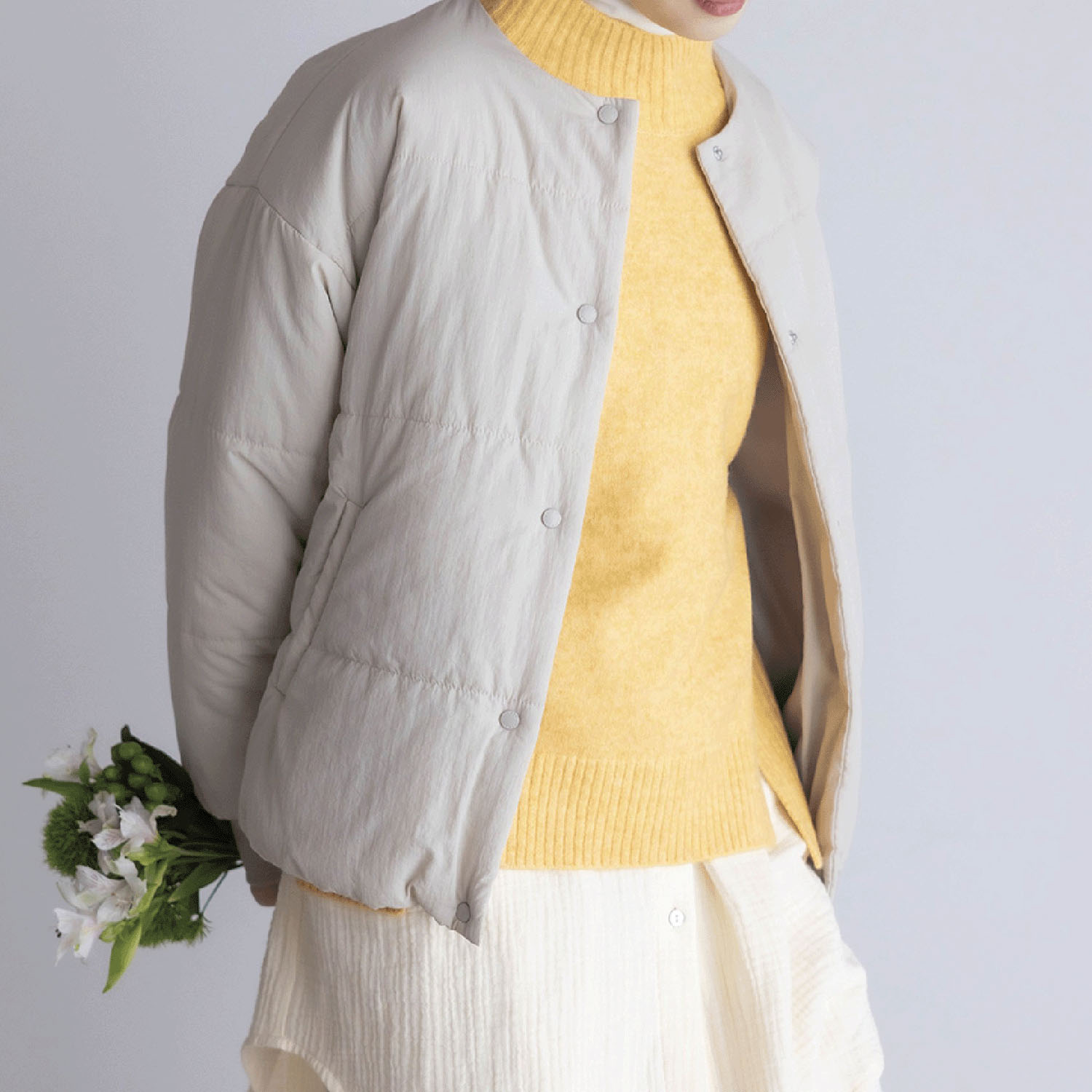 LILASIC ノーカラー中綿コート - 画像3