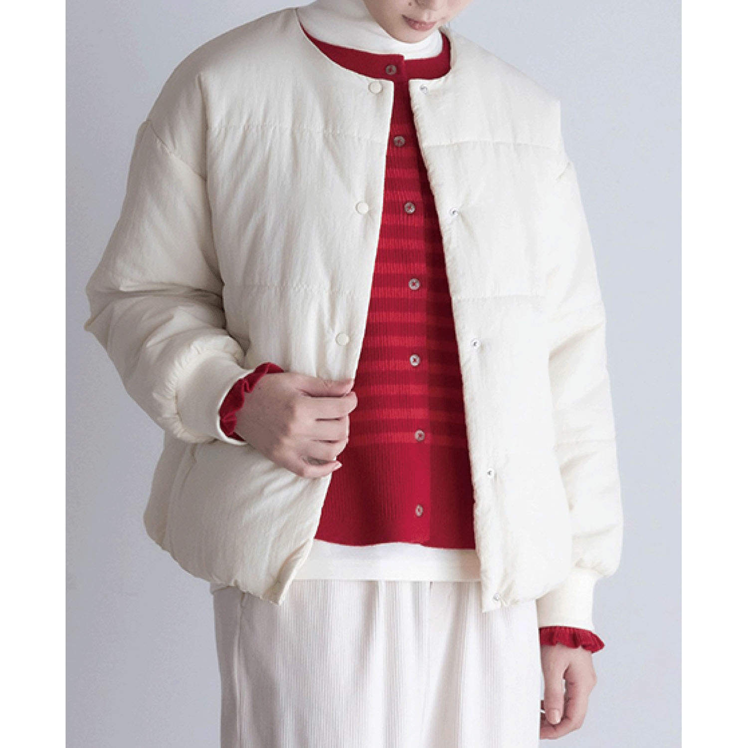 LILASIC ノーカラー中綿コート - 画像1