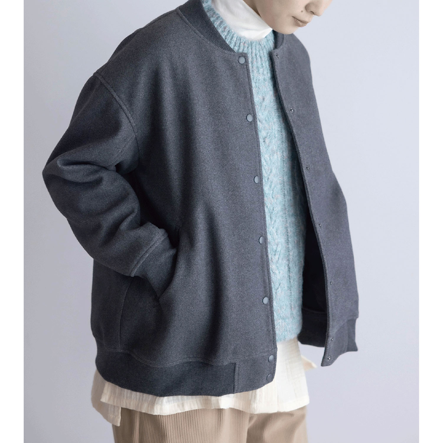 LILASIC ソフトメルトンリブブルゾン - 画像1