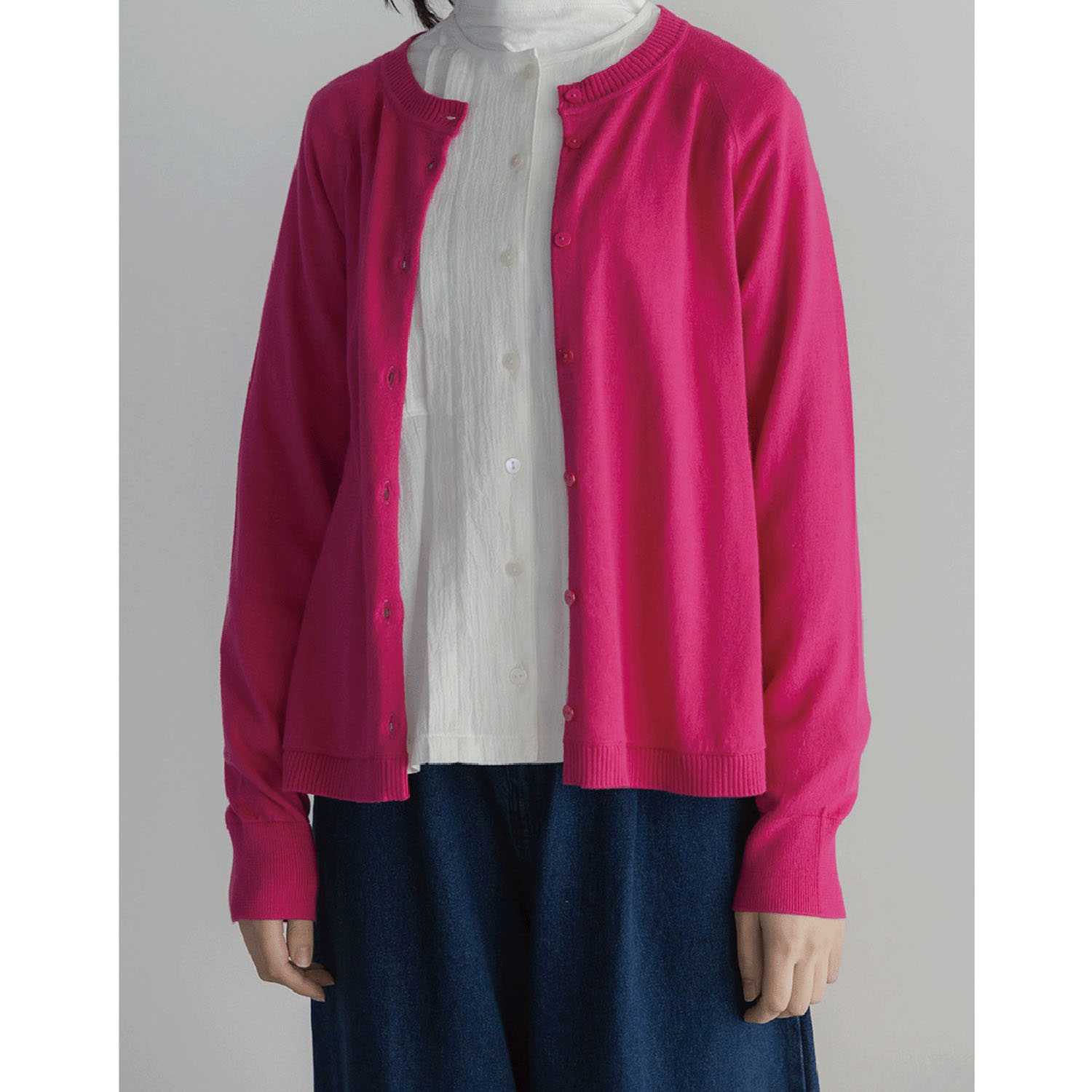 LILASIC コットンシルクラウンドヘムニットカーディガン - 画像1