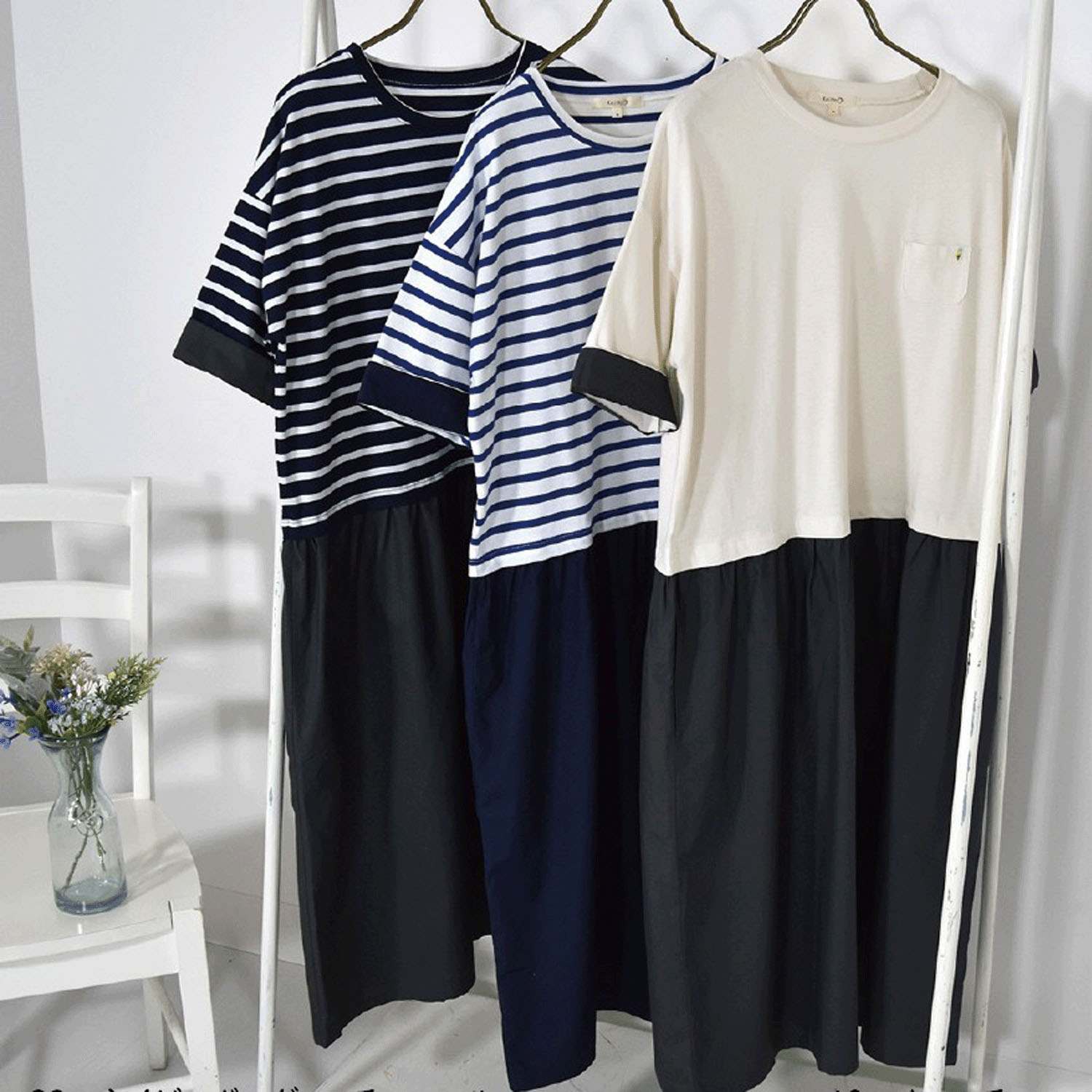 Keitto カット＆布帛ドッキングワンピース - 画像1