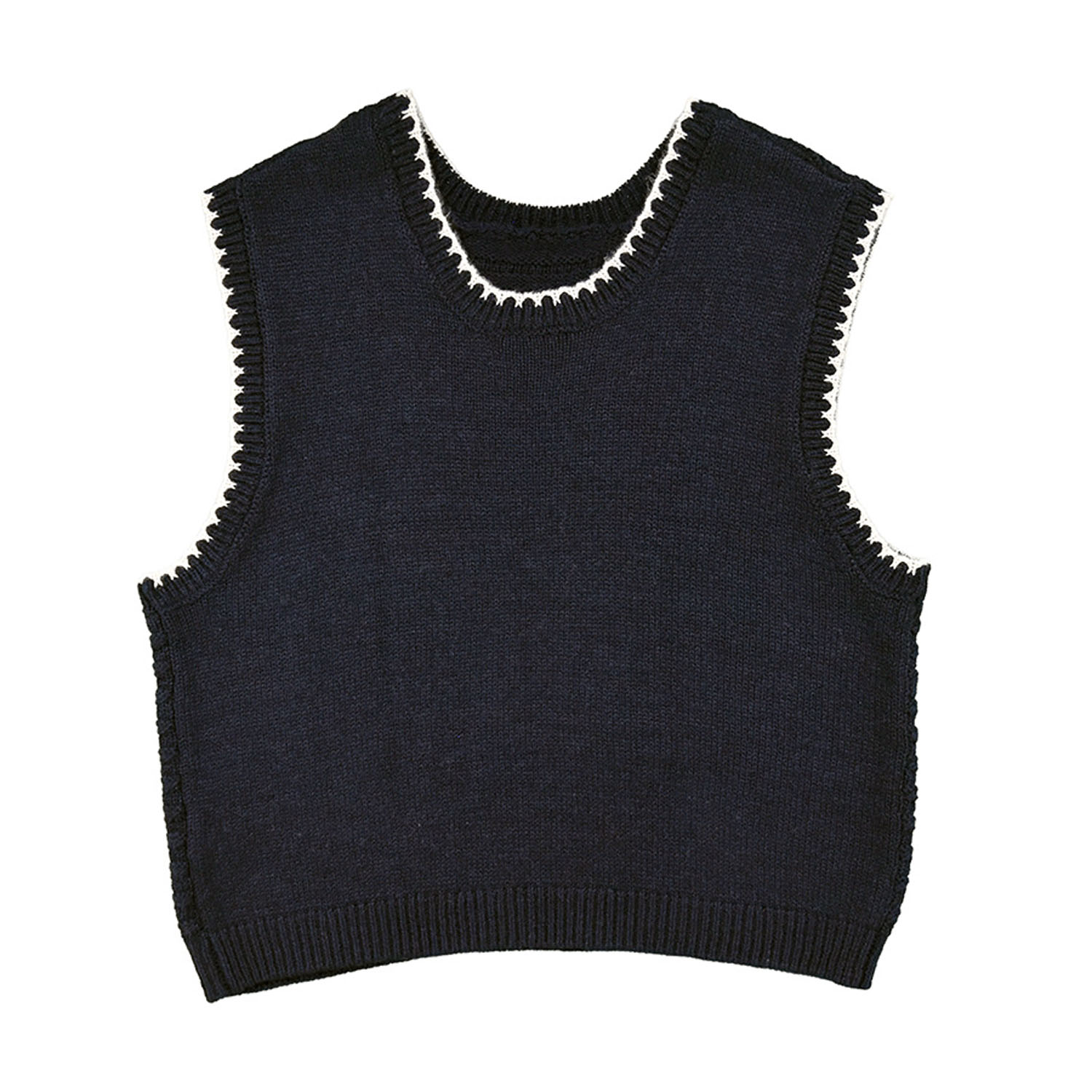 Keitto ブランケットステッチ入り前後着用ニットベスト - 画像14