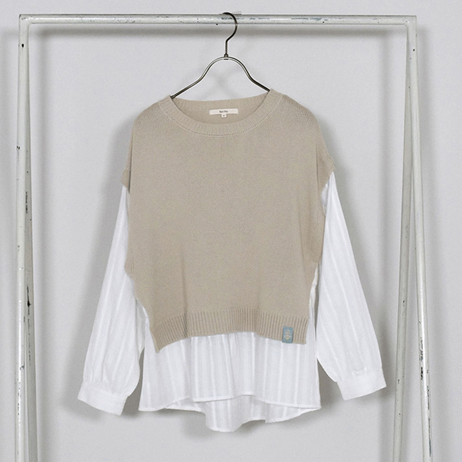 Keitto布帛ドッキングニットプルオーバー