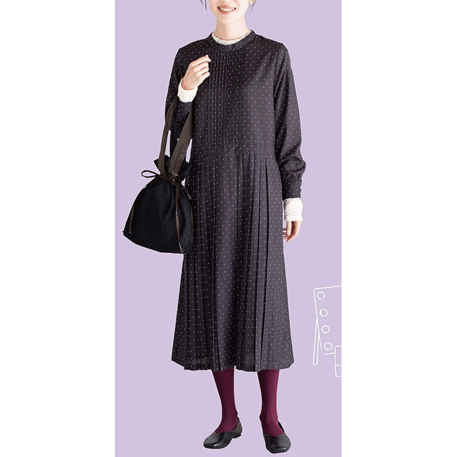 Keittoピンタック＆プリーツワンピース - 画像1