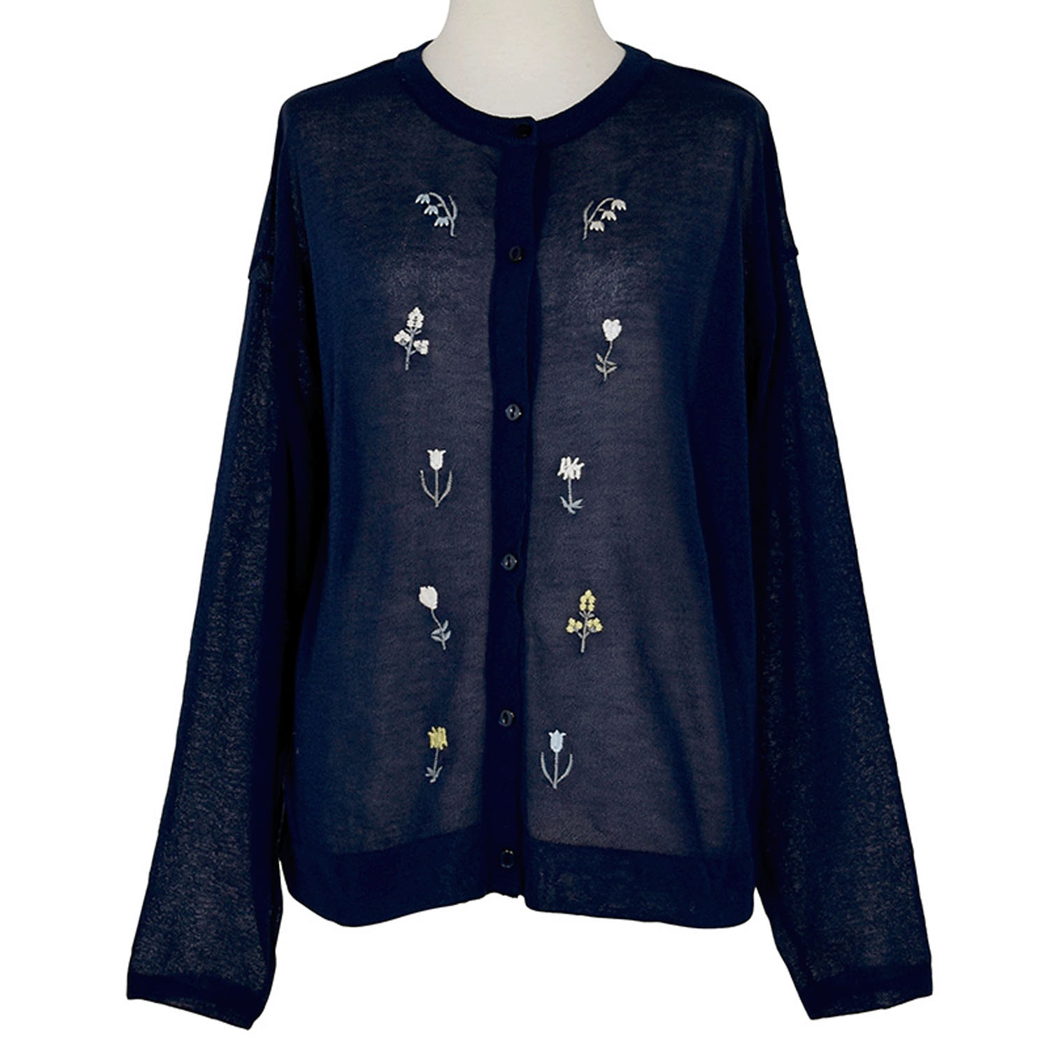 Keitto 草花刺繍シアーニットカーディガン - 画像1