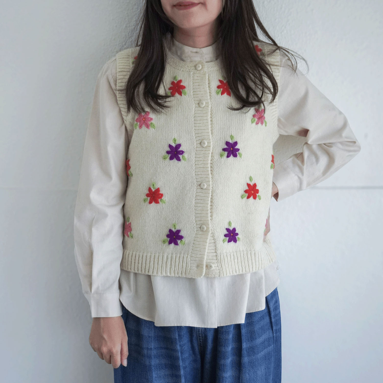 【Insta Live】ESTELLE 花柄クルーネックベスト