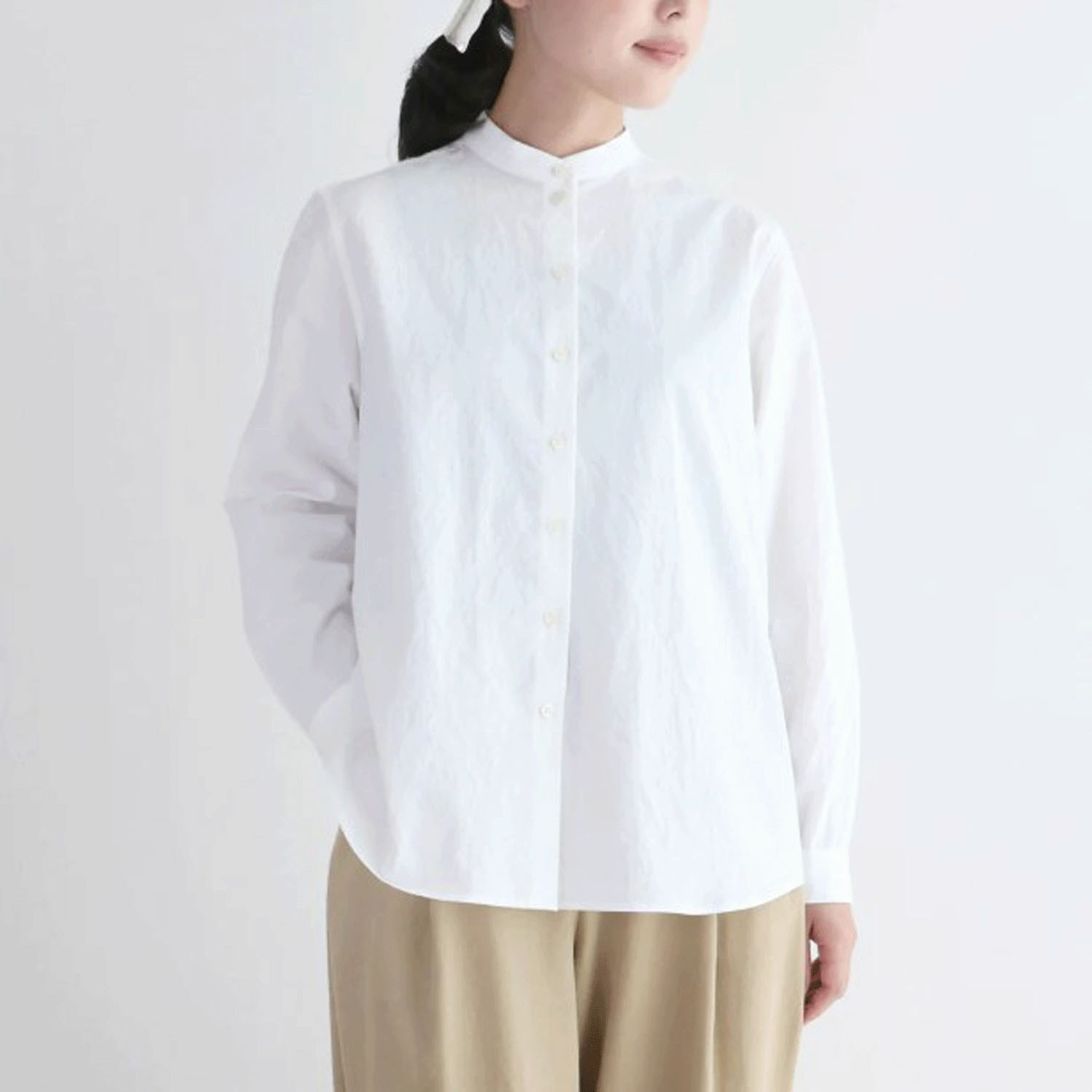 【お取り寄せ】pot－pourri 定番エームスタンドカラーシャツ - 画像1