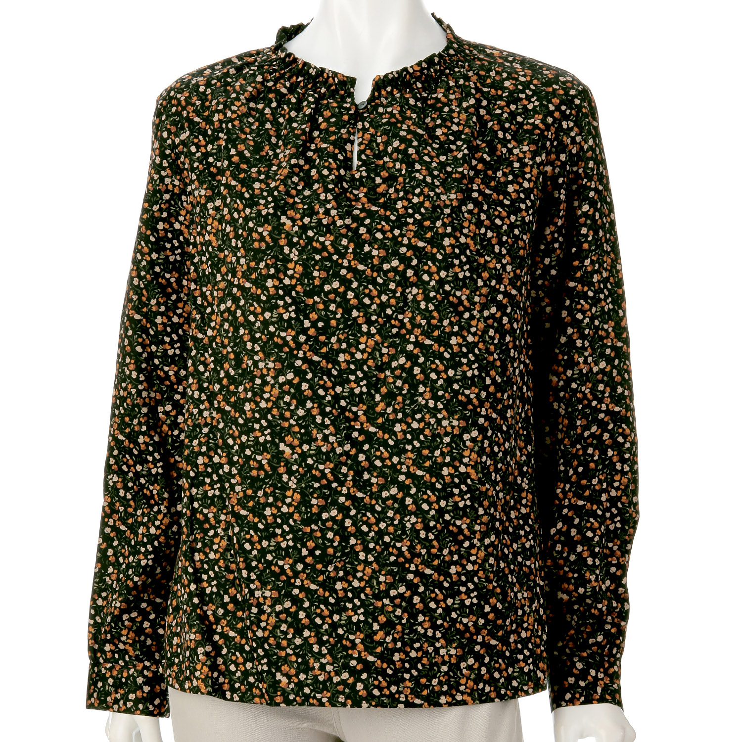 Parkes 小花柄衿シャーリングブラウス - 画像5