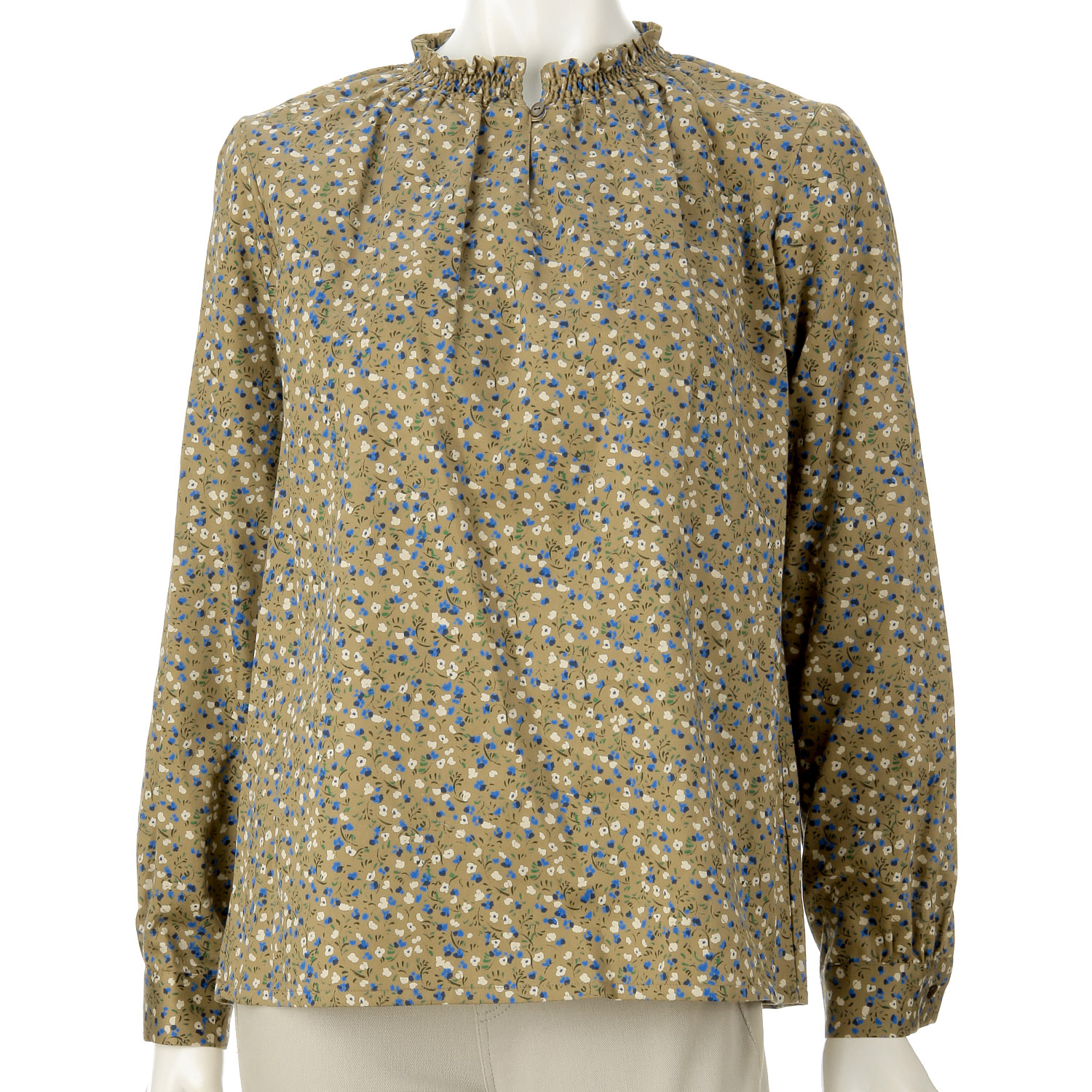 Parkes 小花柄衿シャーリングブラウス