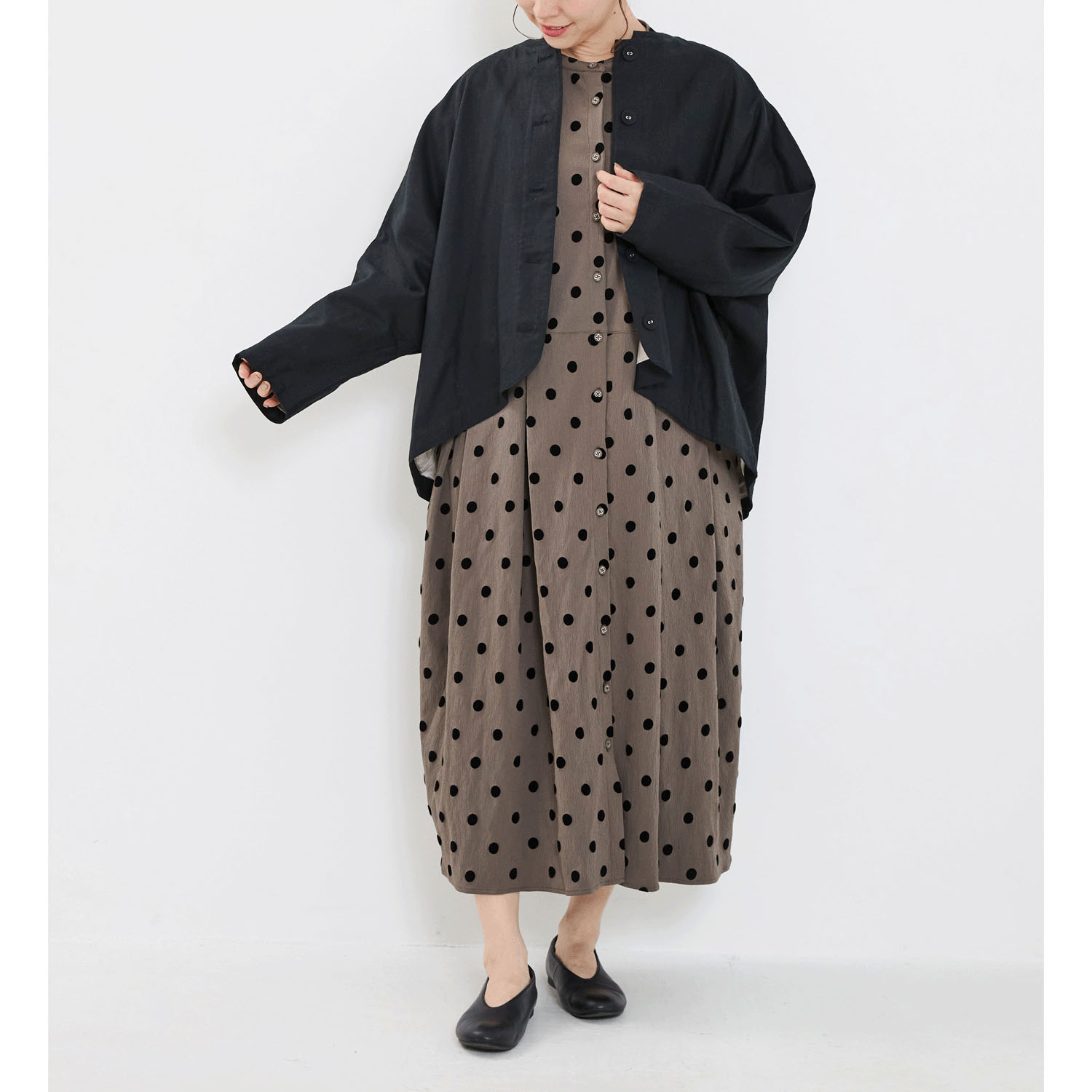 YURK genite van リネンコットンバルーンジャケット - 画像5