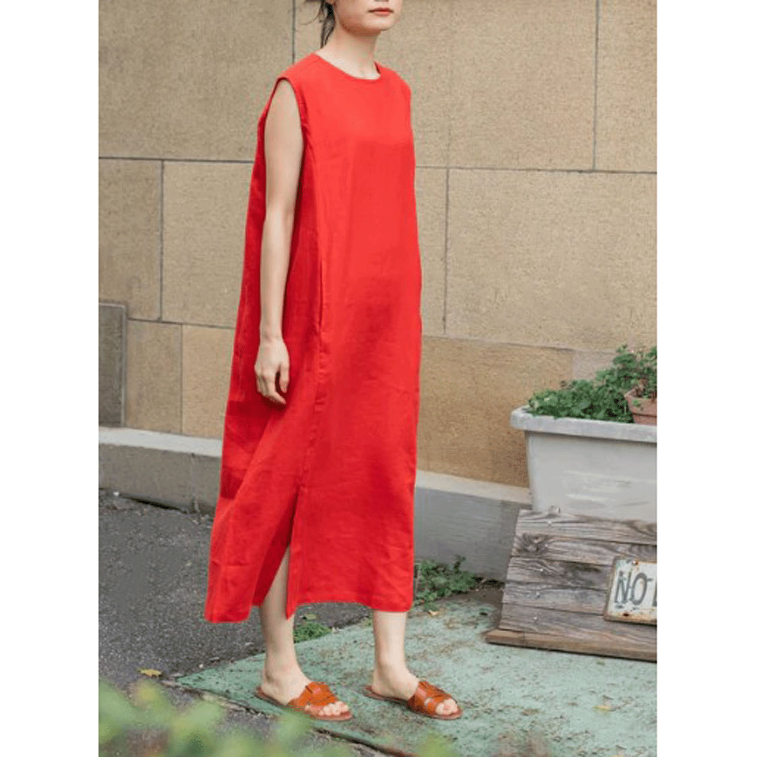 【Insta Live】YARRA リトアニアリネンノースリーブワンピース - 画像7